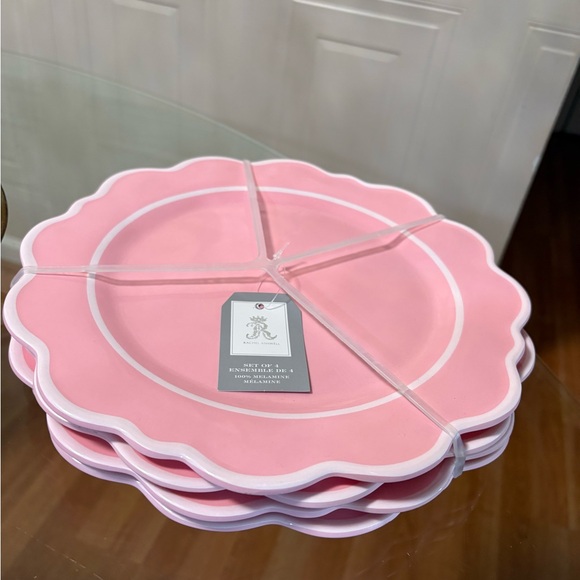 - Brand New Beautiful  Pink and White  Scalloped Plates 10.5”Rachel Ashwell - Picture 2 of 5